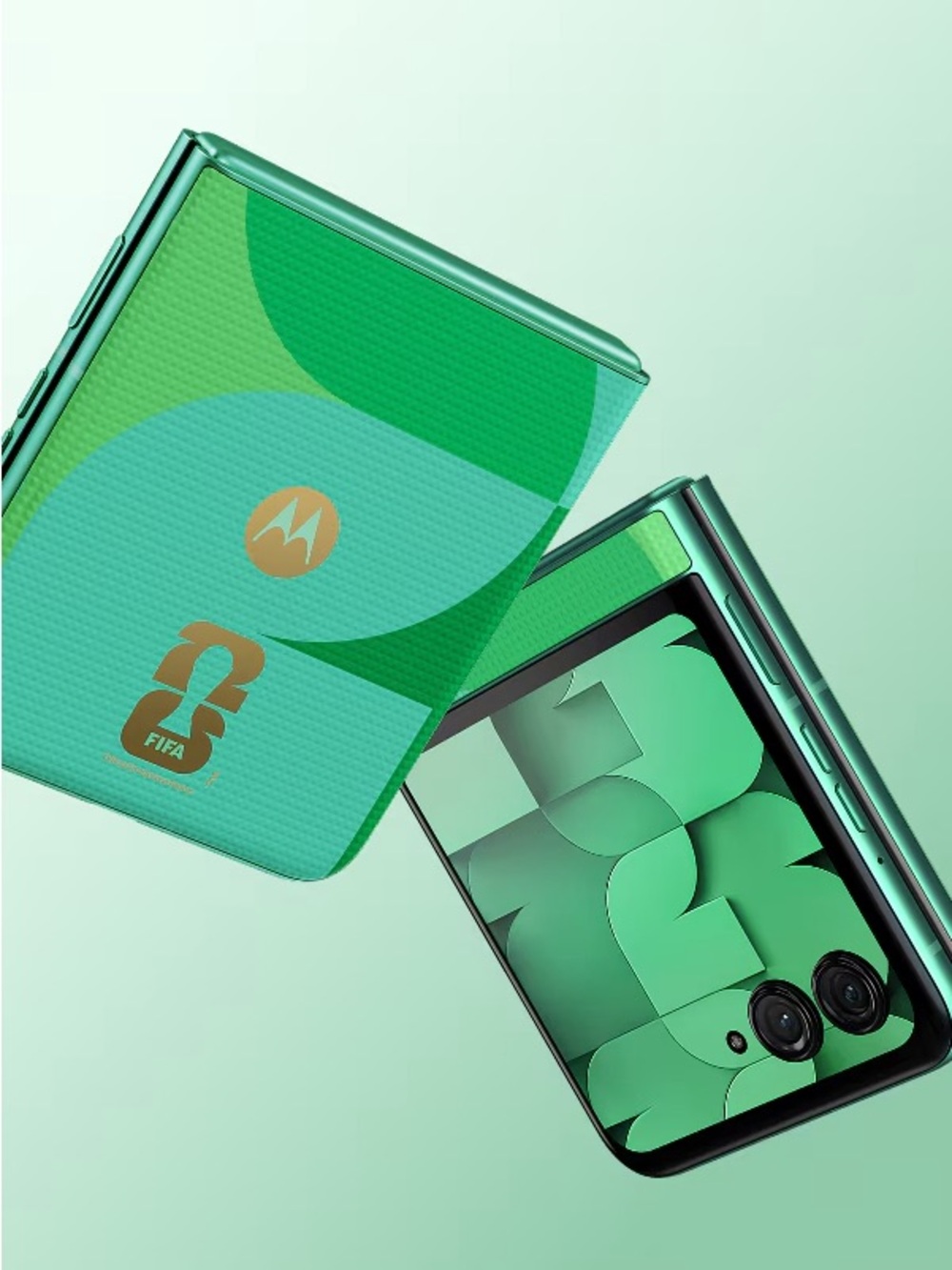 Motorola Green Foldable Smartphone with Gold Accents FIFA RAZT